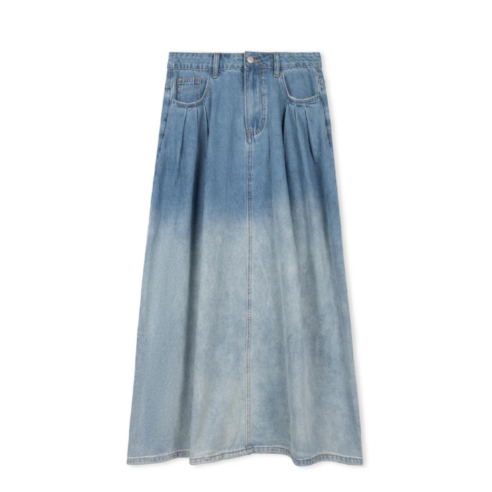 Blue Ombre Denim Maxi Skirt
